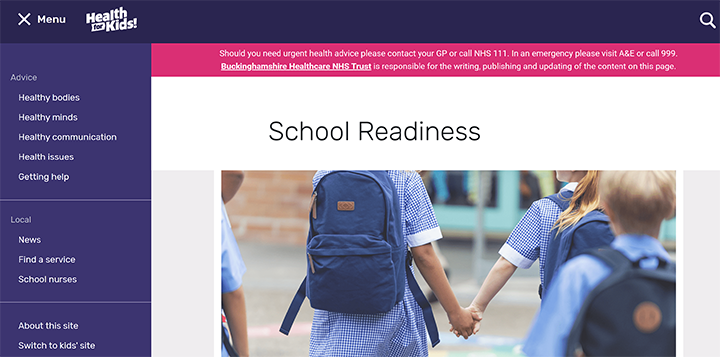 School readiness website